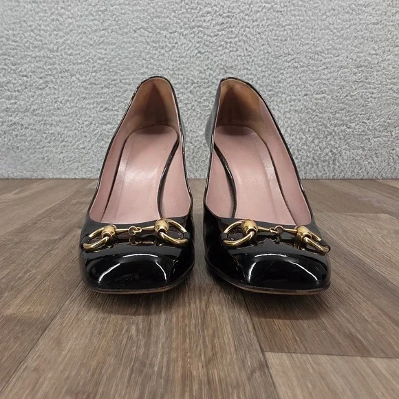 Gucci Black Patent Leather Horsebit Pumps Heels Women's Size 38 US 8 - Picture 2 of 14